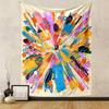"Colorful Explosion with Central Figure" Patterned tapestry home decor, suitable for bedroom and living room, gift