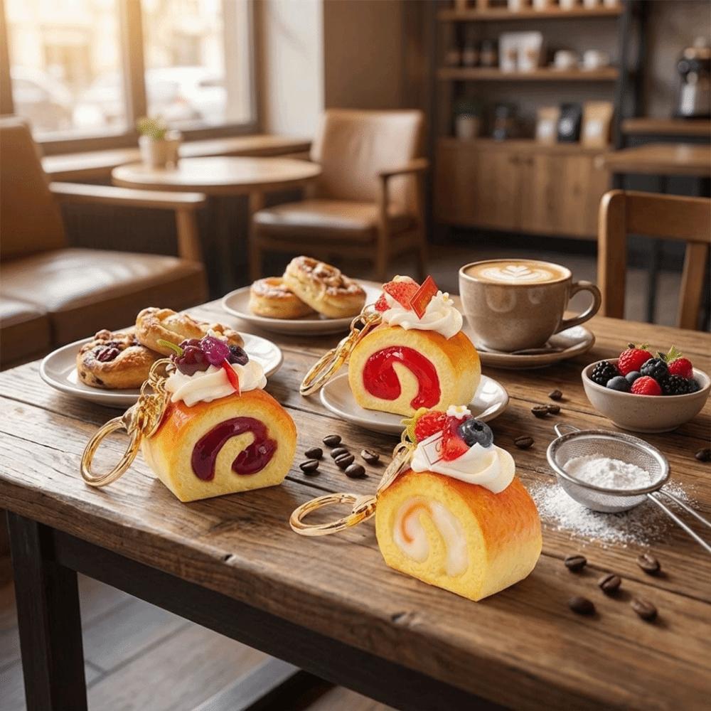Simulation Fruit Simulation Fruit Keychain PU Cake Model Bag Keychain  Party Gift