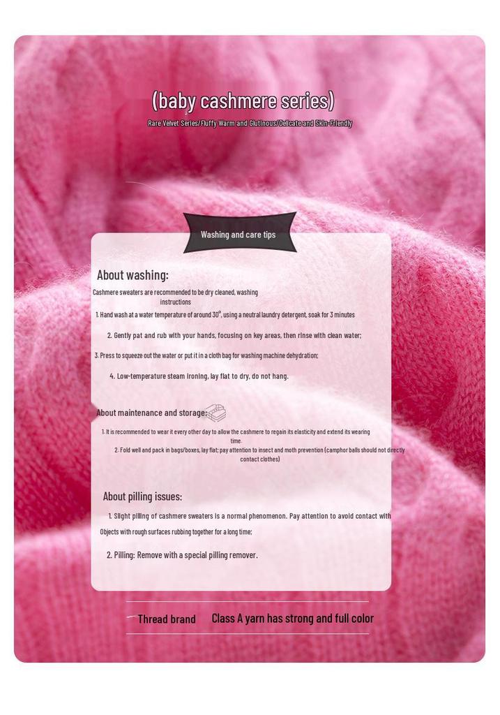 Women's Thick Short-Sleeved Cable Knit Cashmere Sweater - Round Neck Pullover, Autumn/Winter Top