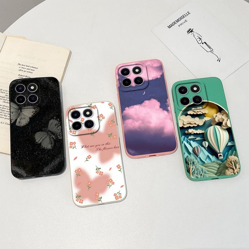 Для Huawei Honor X6C X7C 400 Pro Lite Чехол для телефона Милые розовые облачные узоры Жидкий силикон Недавно обновленные Противоударные Защитные чехлы Для Huawei Чехол