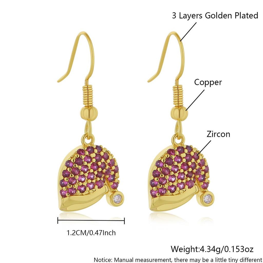 18K Gold-Plated Christmas Earrings: Snowman, Snowflake, Tree & Hat Studs