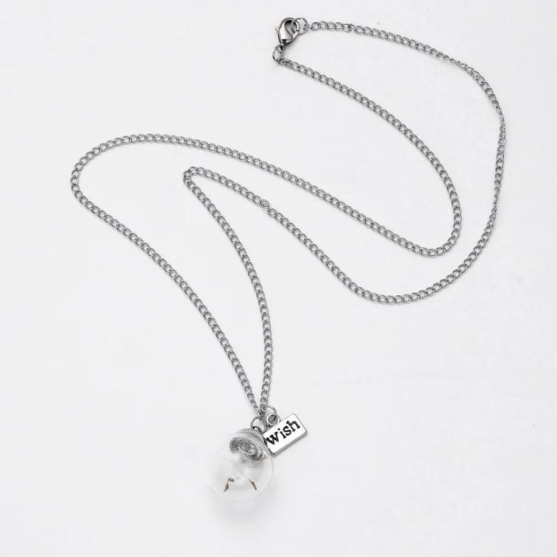 Натуральный одуванчик стеклянная бутылка украшение для дома длинная полоска кожа длинная цепочка кулон