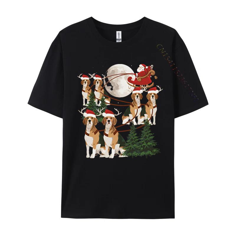 Green And White Graphic T Shirt Beagle Reindeer Christmas Dog Riding Tshirt Black Tops Shirt Fitted Cotton Student T Shirts