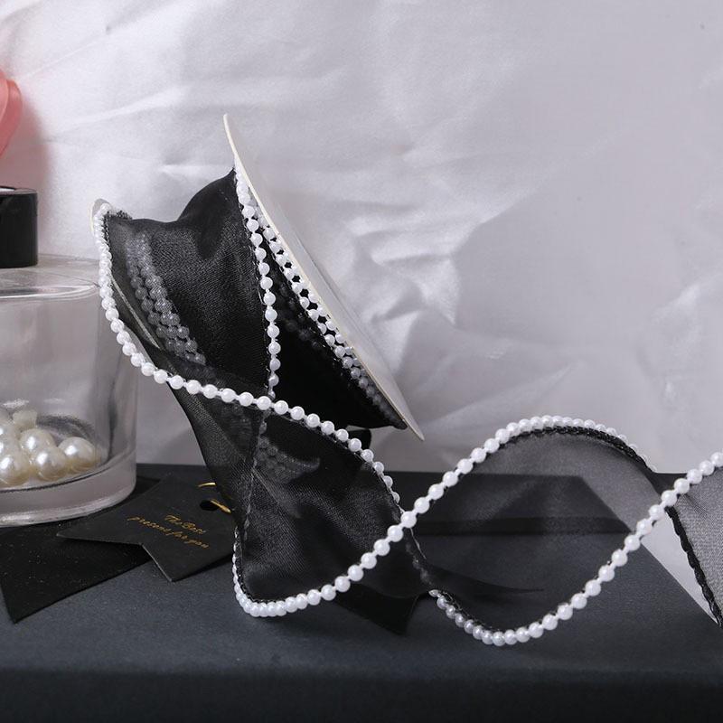 5 Yards Wrapping Ribbon DIY Mesh Gauze 4cm Fish Tail Yarn Solid Color Silk Pearl Edge Flower Bouquet Packaging