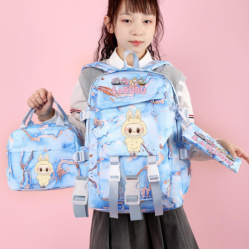 3Pcs/set Cute Printed Backpack Lunch Bag Pencil Case Teen Child Girl Kid Schoolbag Student Bookbag Knapsack Women Travel Bag Gift