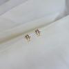 925 Sterling Silver Plated 14K Gold Double Arc Zircon Mini Earrings for Women Small Exquisite Everyday Jewelry