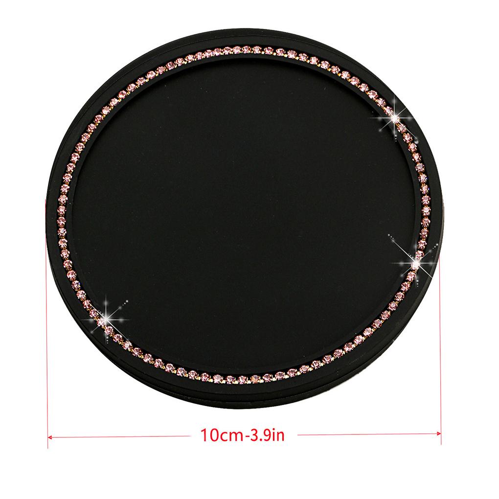 Car Cup Holder Coaster Round Waterproof Heat Insulation Rhinestone Inlaid Easy Clean Cups Mats for Ladies Men Girls