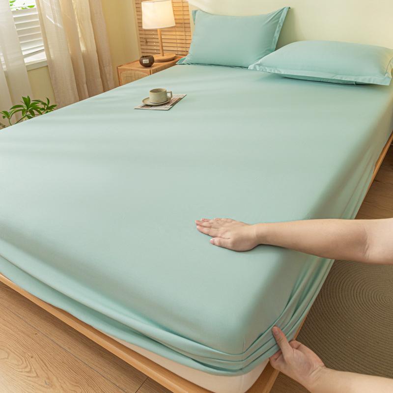 Cotton Fitted Sheet Bedding Sheet Non Slip Mattress Cover Bed Protector Cover Single Double Bed Cover Sofa Cover with Elastic Band (No Pillowcase)