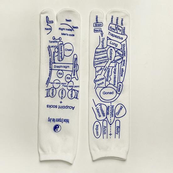 1 Set Massage Mid-calf Socks with Massage Stick Serenity Steps Legible Foot Acupuncture Point Printed Elastic Massage To Promote Circulation Beginner