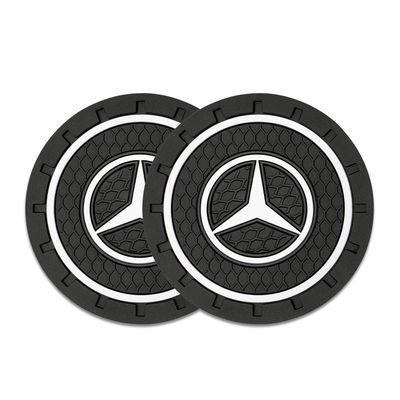 Car Sticker 2pcs Silicone Car Coaster Water Cup Bottle Non Slip Pad Anti-Slip Mats For Mercedes Benz AMG C200 C260 C300 W108 W12