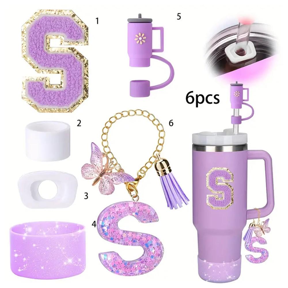 Набор из 6 принадлежностей для стакана Stanley Cup объемом 40 унций с ручкой, включая силиконовую трубочку и чехол, пробку, предотвращающую проливание