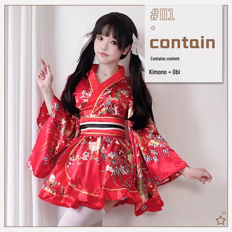 Women's Japanese Style Summer Kimono Cosplay Costume with Traditional Print