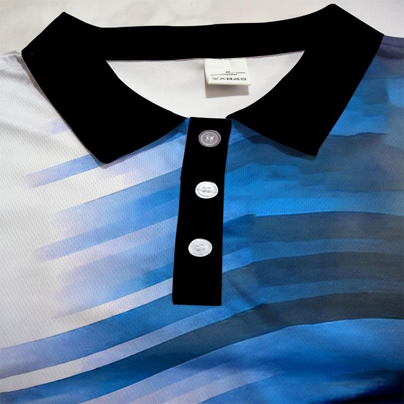 Fashionable Gradient Breathable Short Sleeved Shirt Suitable for Summer Sports and Leisure Outings, Comfortable Men's Polo Shirt