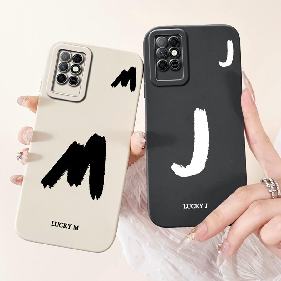 For Infinix Note 8 Note 8i Case Letter A-Z Pattern Liquid Silicone Soft Cases Back Cover For Infinix Note8 X683 X692 Case Funda