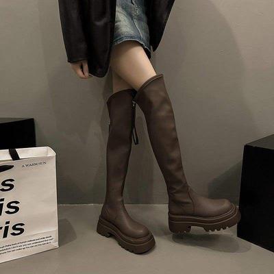 SIELVYINE бархатные ботфорты женские 2025 зима новые длинные сапоги облегающие высокие на толстой подошве ботфорты