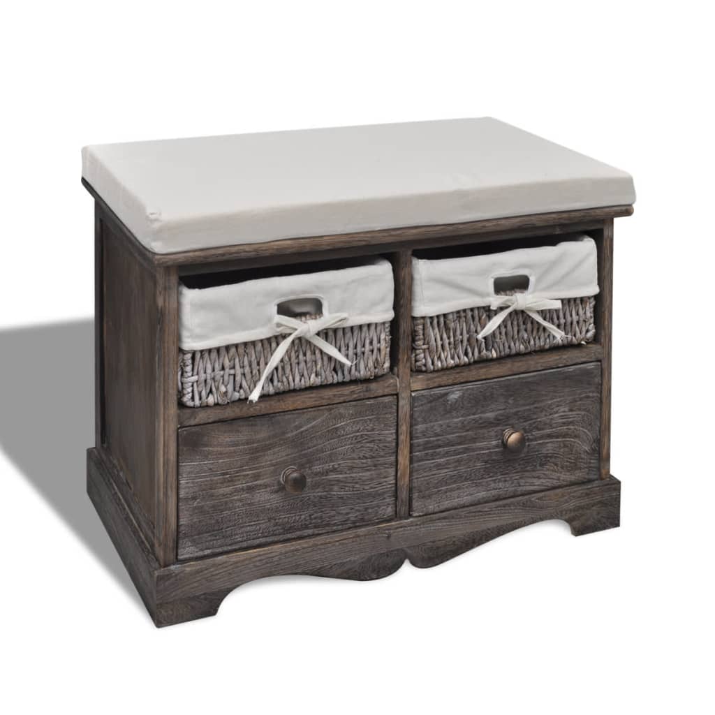 Storage Bench in Brown 62*33*42 cm Paulownia Wood