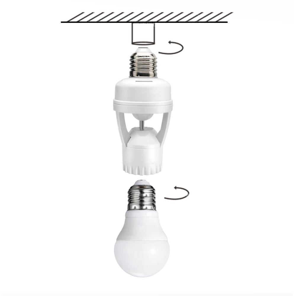 AC100-240V E27 Socket Converter with PIR Motion Sensor Switch LED E27 Lamp Base Intelligent Bulb Lamp Holder Light Accessory