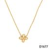 Stainless Steel Zircon Flower Jewelry Set Gold Plated Necklace Bracelet Women