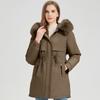 Fashion Winter Coat Female Long Parkas Hooded Faux Fur Collar Detachable Sleeves Loose Thick Warm Women's Jackets