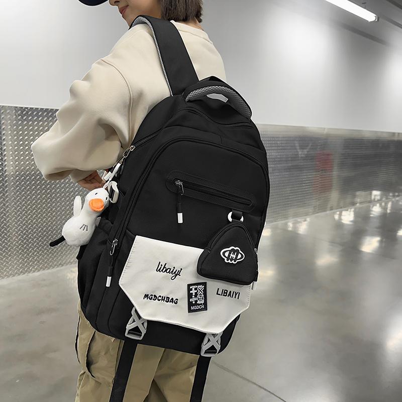 Школьный рюкзак для средней школы, женский, большой емкости, цветной мужской рюкзак для компьютера с кошельком для монет