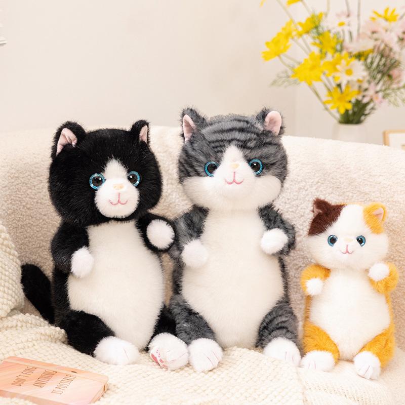 НОВЫЙ 20/30 см Плюшевый Рюкзак-Игрушка Кошка Набивной Черно-Желто-Серый 3-цветная Полоска Домашний Декор Подарок Для Детей На День Рождения