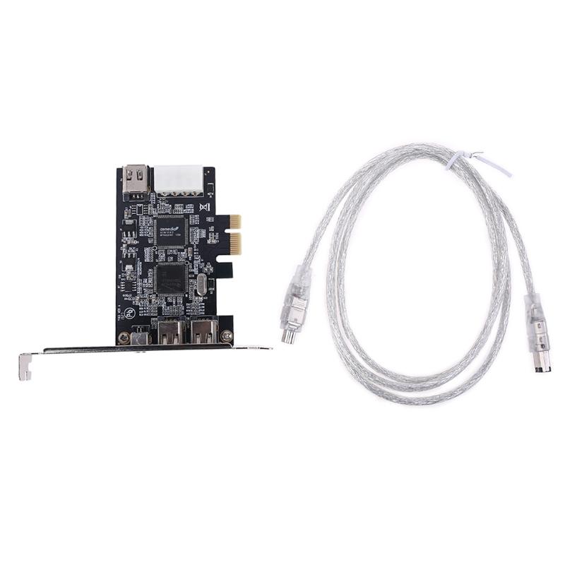 PCIe 3 Ports Firewire Cable Expansion Card PCI for 1394B & 1394A TI IO2213B Chipset Adapter