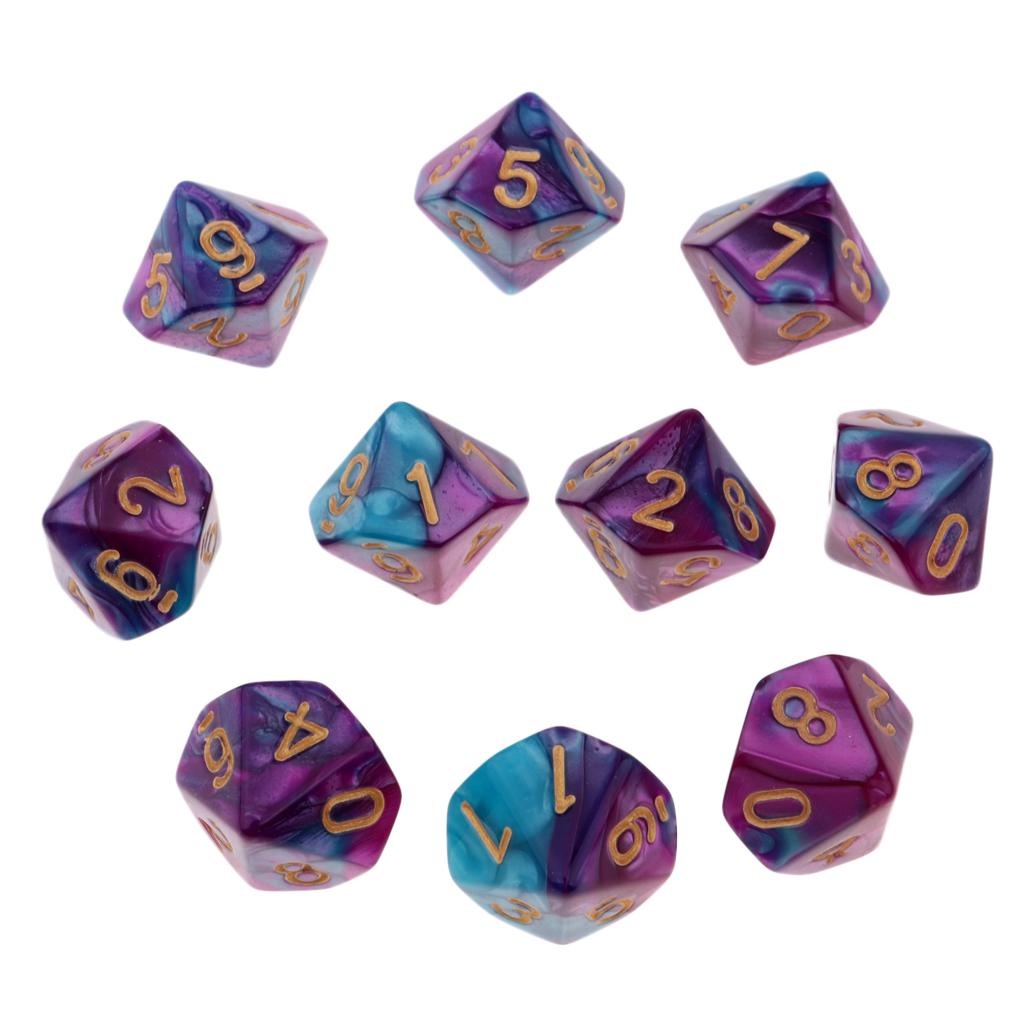 10 шт. Набор древних многосторонних кубиков из 10 D10 RPG