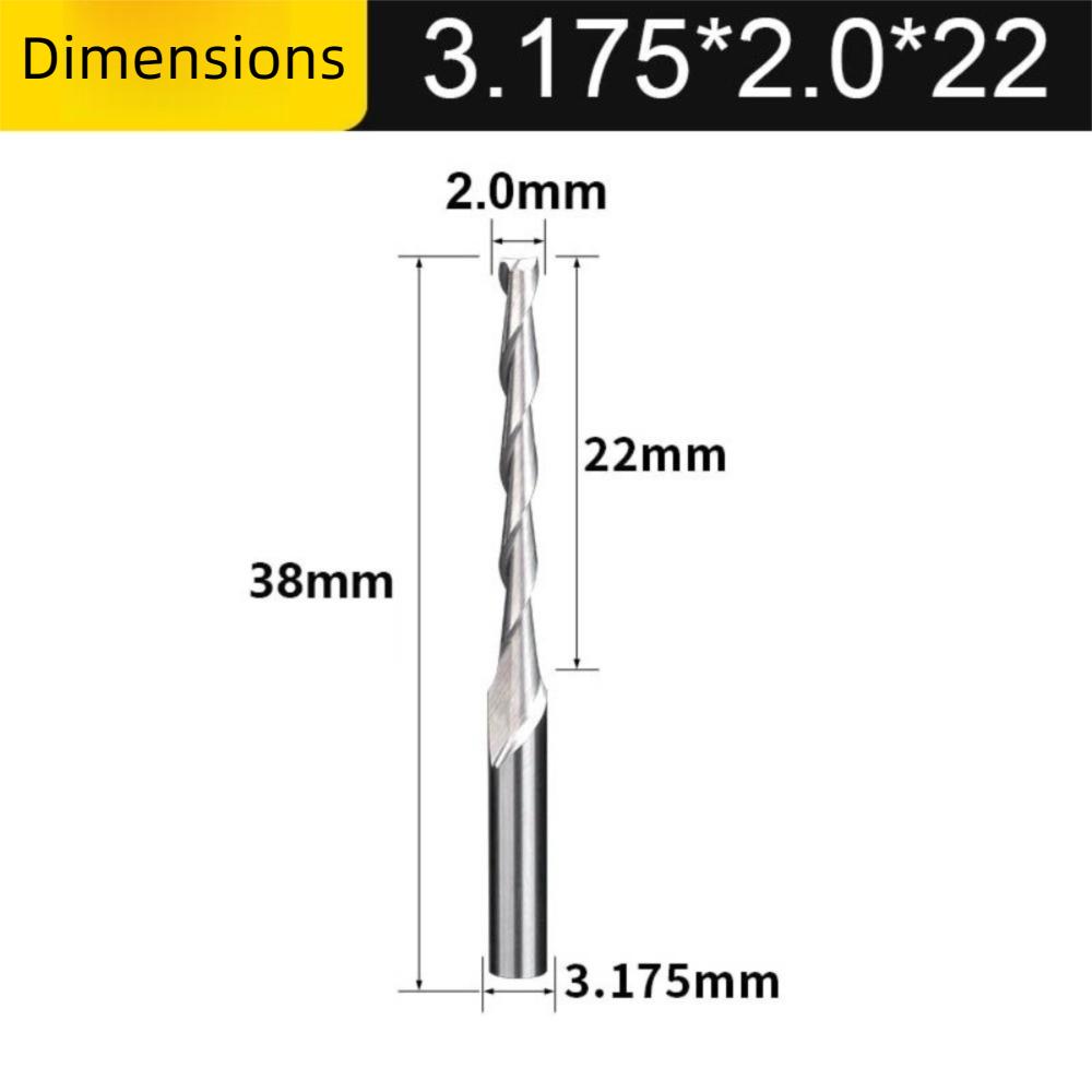 2 Flute Wood End Mill 1/8"(3.175mm) Shank CNC Router Bit Engraving Tools CNC Machining
