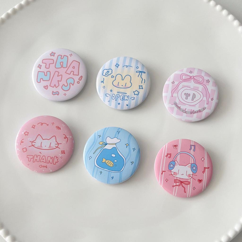 6pcs/set 45mm Cute Cartoon Mini Enamel Pins Kawaii Badges for Bag Denim Jacket Scrapbook Journal Girly Collectible Badge Pins