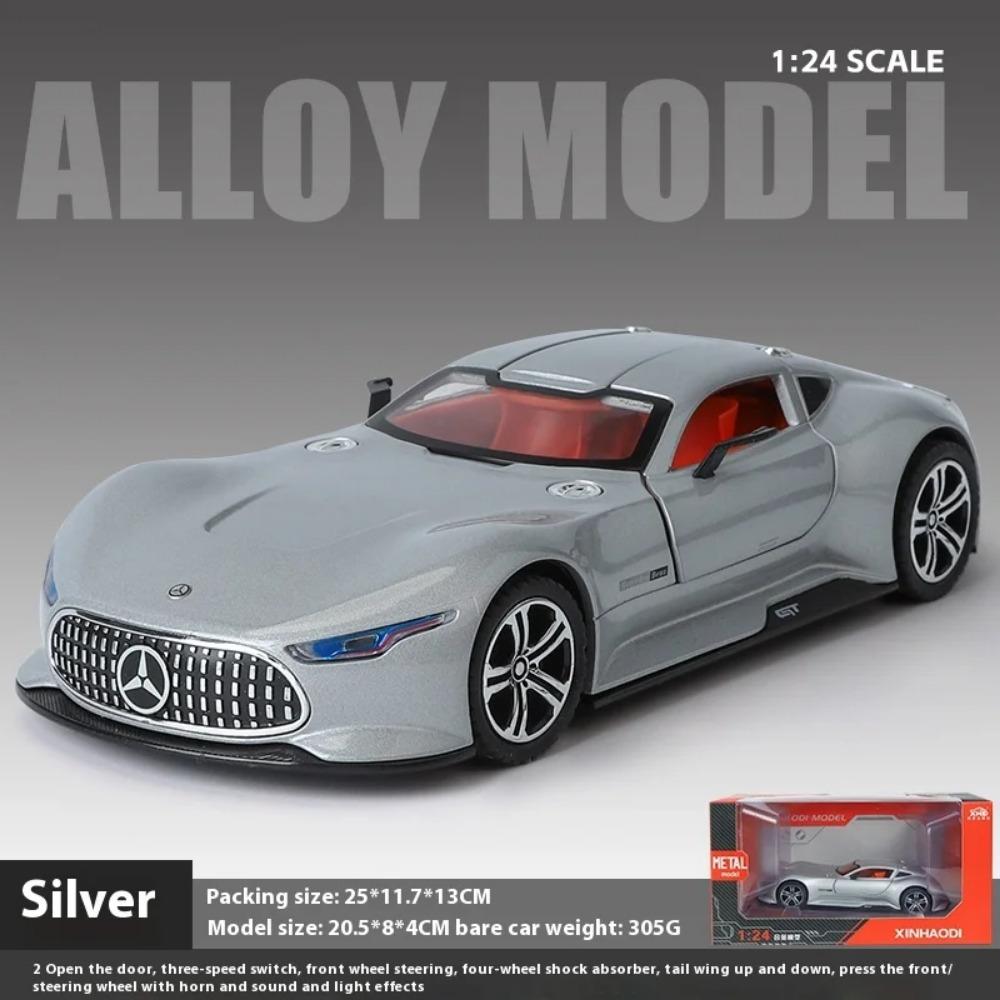 1/24 Benz AMG Модель автомобиля из сплава со звуком и светом, спортивная модель автомобиля, украшение для стола, подходит для мальчиков в качестве подарка