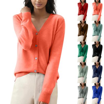 Женская повседневная мода, удобная короткая куртка-кардиган с длинными рукавами и V-образным вырезом
