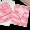 Can Be Worn Outside Casual Striped Short-Sleeved Shorts Pajamas Women'S Summer Thin Loose Home Suit