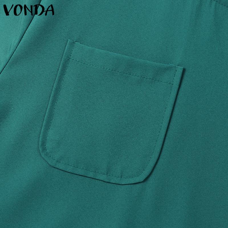 VONDA Женские летние однотонные плиссированные платья А-силуэта с круглым вырезом и коротким рукавом