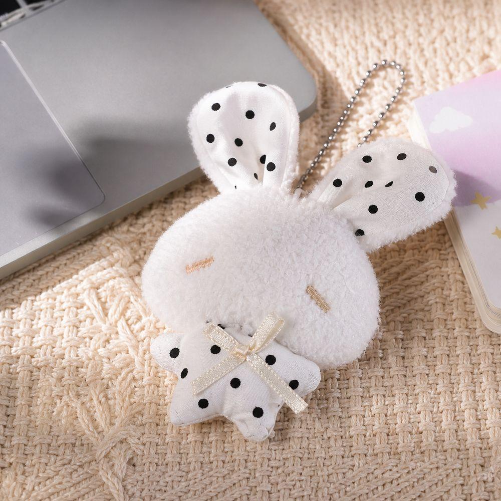 Soft Stuffed Plush Bunny Keychain Bead Chain Stuffed Bag Charm Rabbit Doll Pendant  Girls Gifts
