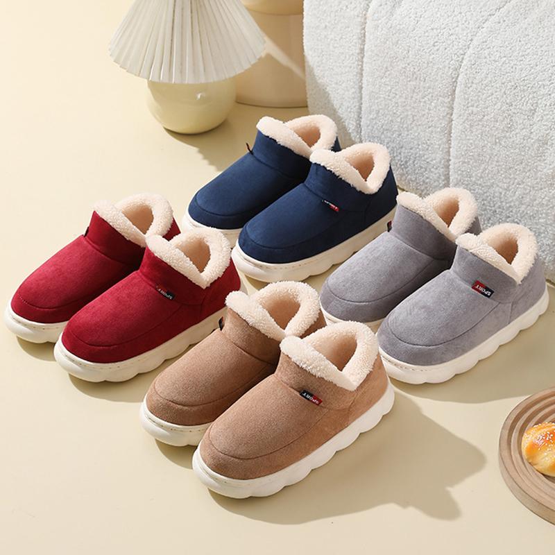 2025 Winter Platform Plush Slippers Women Comfy Soft Sole Cotton Indoor Shoes Woman Non Slip Windproof Warm Snow Boots Female