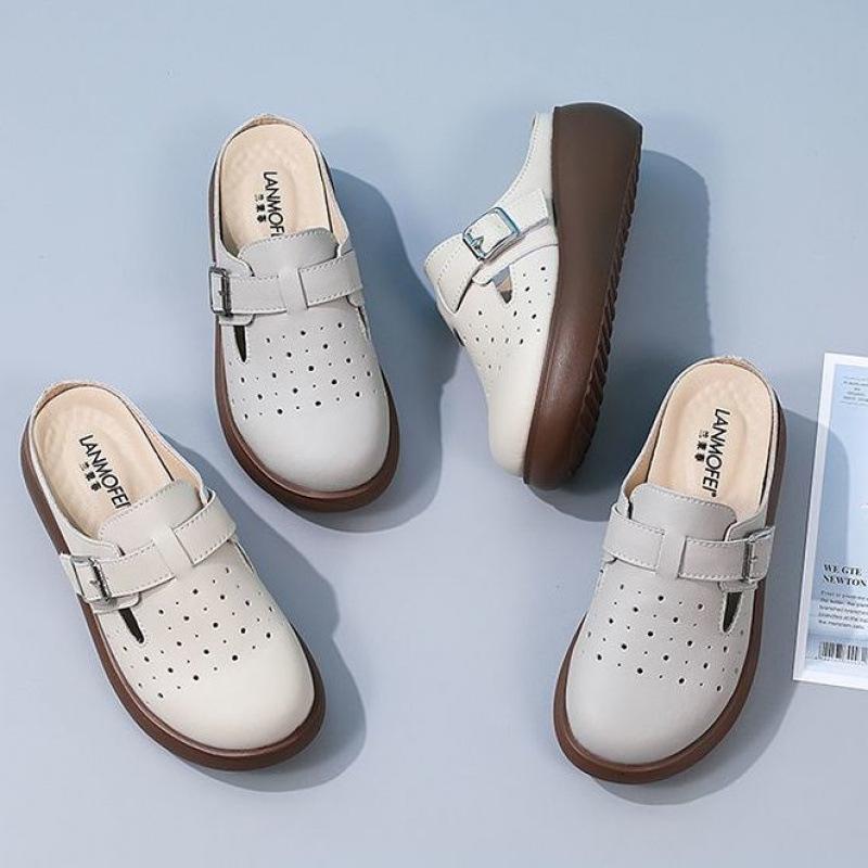 Fashion Women Wedge Baotou Slippers Basic Summer New Breathable Casual Sandals Large Size35-42 Outdoor Lightweight Hollow Sandals Slides