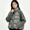 Loose and thin cotton-padded clothes, warm jackets, autumn and winter new stand-up collar knitted sleeves spliced down cotton-padded clothes for women