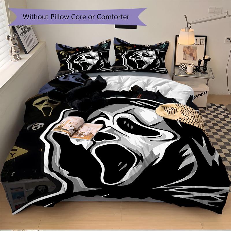 3pcs Scream Mask Duvet Cover Set - Machine Washable, Includes 1 Duvet Cover and 2 Pillowcases, No Core Included yy251022173