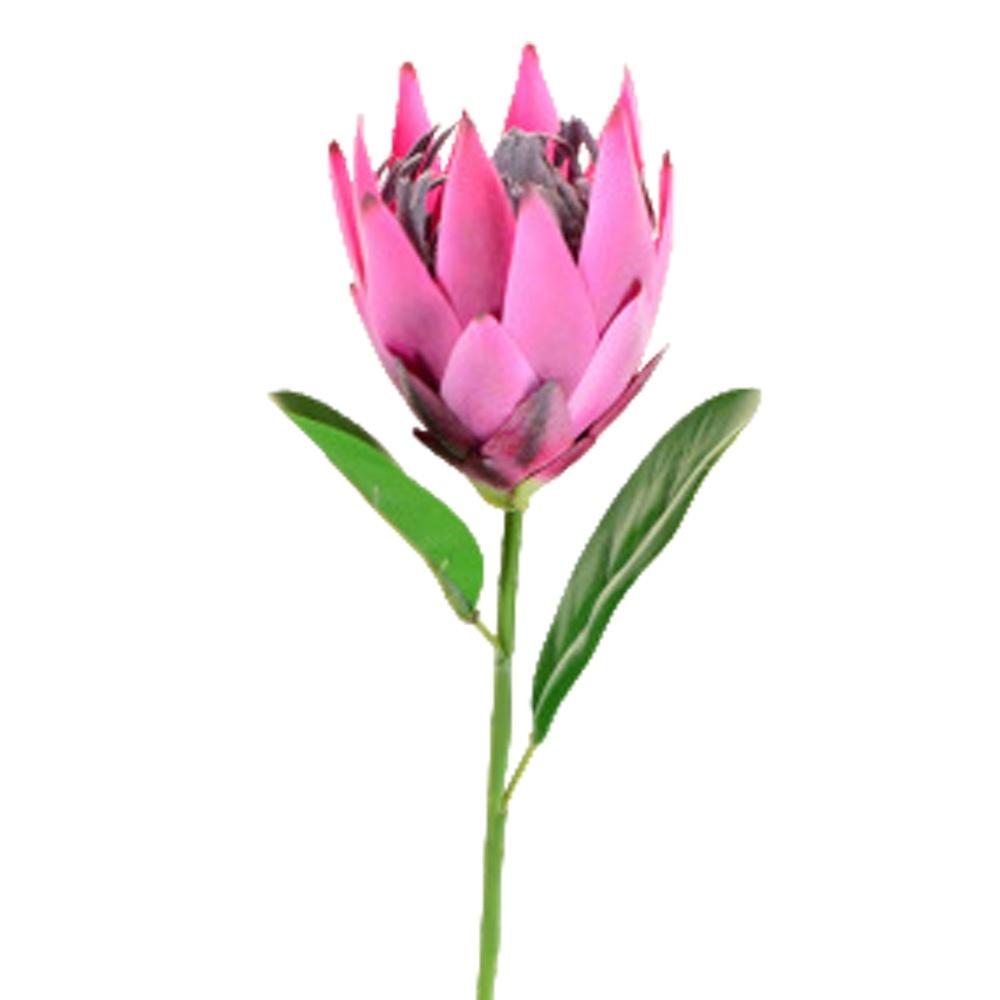 Fake Flower Decoration Soft Fake King Protea Artificial Thistle Flower Flocking Simulation Flower For Bouquet Decoration Home