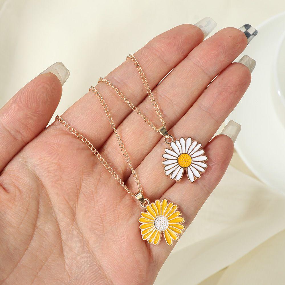 Милая металлическая подвеска, оригинальное ожерелье с цветком маргаритки, шейное украшение, ожерелье с подсолнухом, колье
