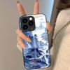 Восточный сине-белый чехол для телефона для IPhone 17 Pro Max 16 15 14 Pro Max 13 11 Plus Стеклянная крышка