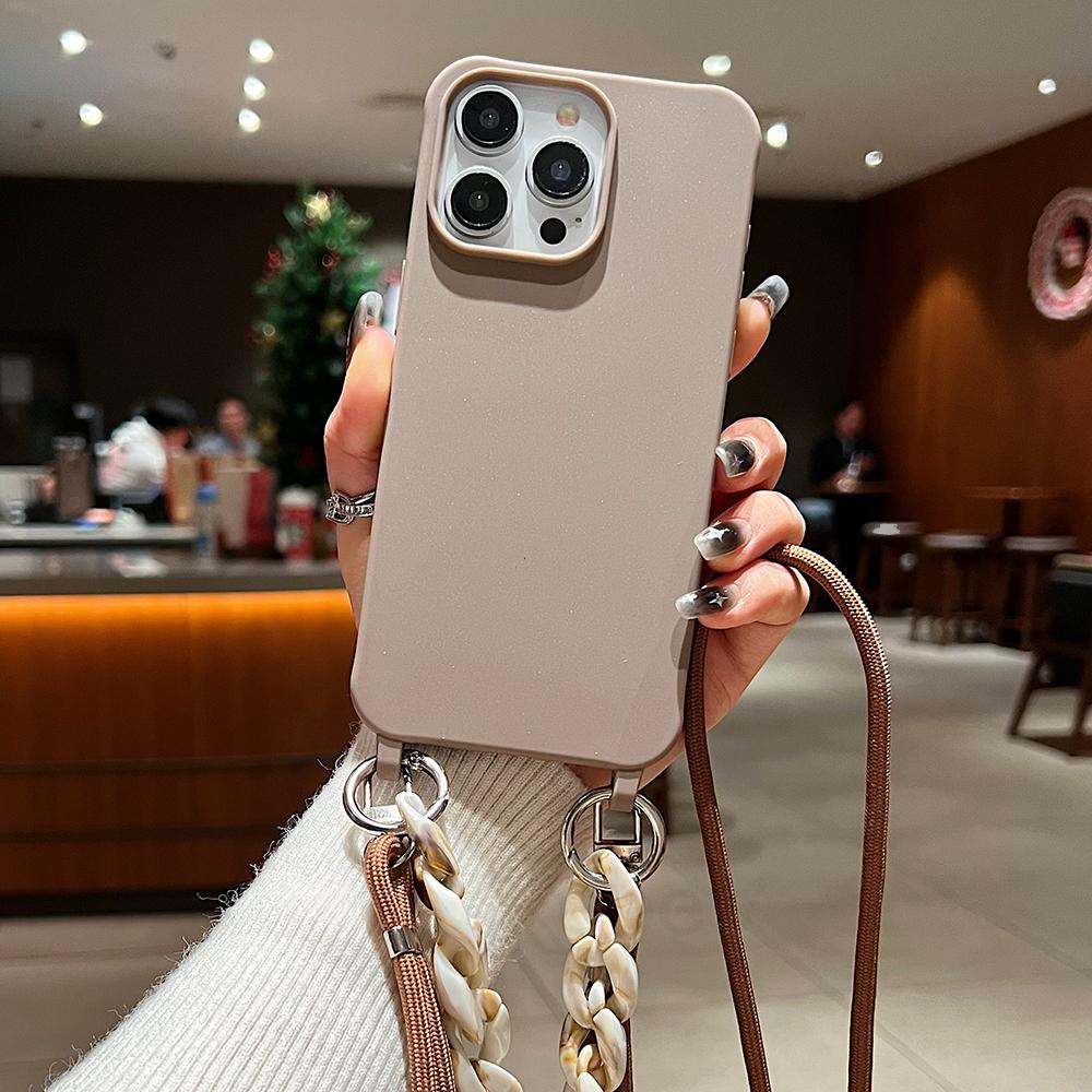Ремешок-шнурок через плечо Мягкий акриловый чехол-браслет для iPhone 17 16 15 Pro Max 14 Plus 13 12 Жидкий силикон Ударопрочный чехол