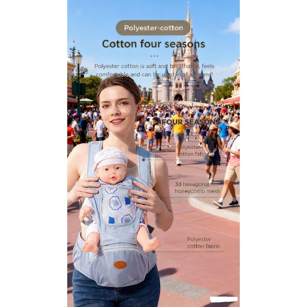 Multifunctional Baby Hip‑Seat Carrier, One‑Size Breathable Double‑Shoulder Infant Sling, Baby Carrying Stool for Southeast Asia & North America