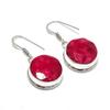 Кашмирский красный рубин(Смоделированный) Драгоценный камень 925 пробы Стерлинговое Серебро Украшение Серьга 1.50" ETC-13823