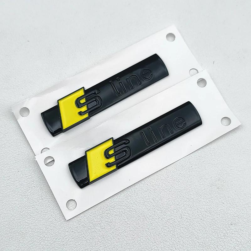 2pcs 3D ABS Sline Logo S Line Emblem Car Fender Badge For Q5 A1 A2 A3 A4 A5 A6 A7 A8 Q2 Q5 Q7 Q3 TT S Line Sticker Accrssorie