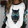 New Fashionable Retro 3D Printed Women's Round Neck Long Sleeve T-shirt