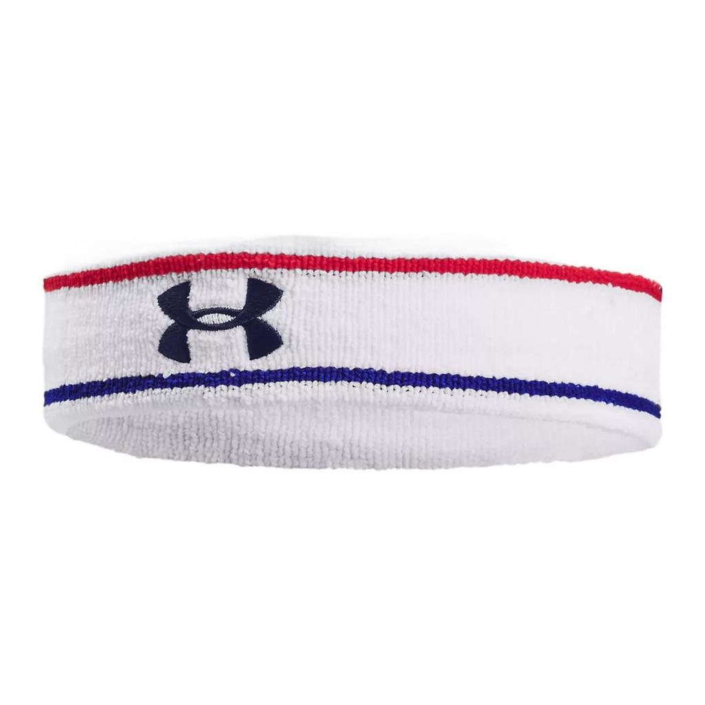 Under Armour Embroidered Logo Striped Headband Unisex accessories White 1373118-100