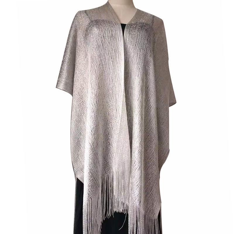 Bright Silk Shawl Fashion Gold and Shawl Flash Silver Silk Split Women Cheongsam Shawl