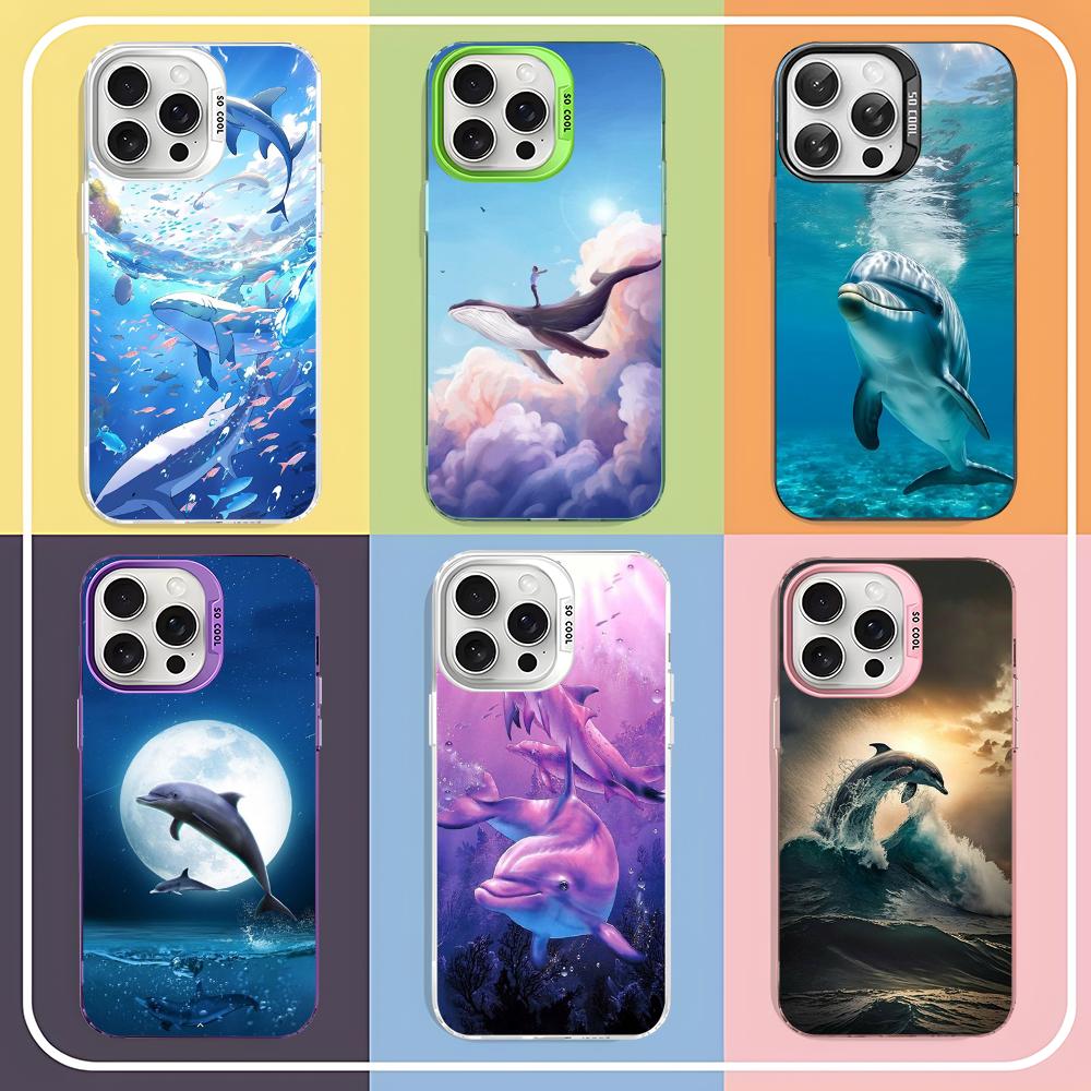 Милый чехол для телефона с дельфином и морскими животными для iPhone 16 15 14 13 12 11 Pro Max X XR XSMAX 8 7 Plus Матовый противоударный задний чехол