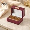 Flip Top Jewelry Organizer Faux Leather Ring Box, Soft Velvet Lining Storage Engagement Holder Case, Decorative for And Wedding Proposal Case
